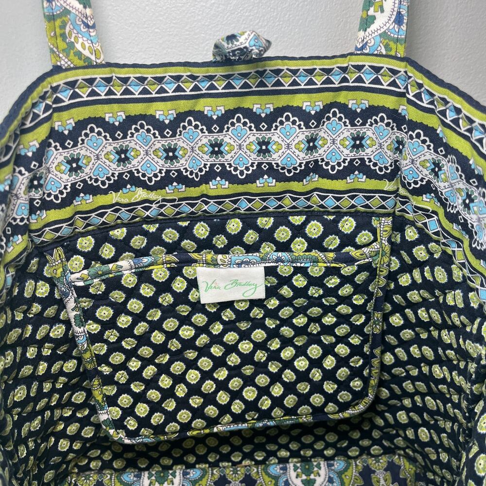 Vera Bradley Green and Blue Patterned Tote - Picture 6 of 8